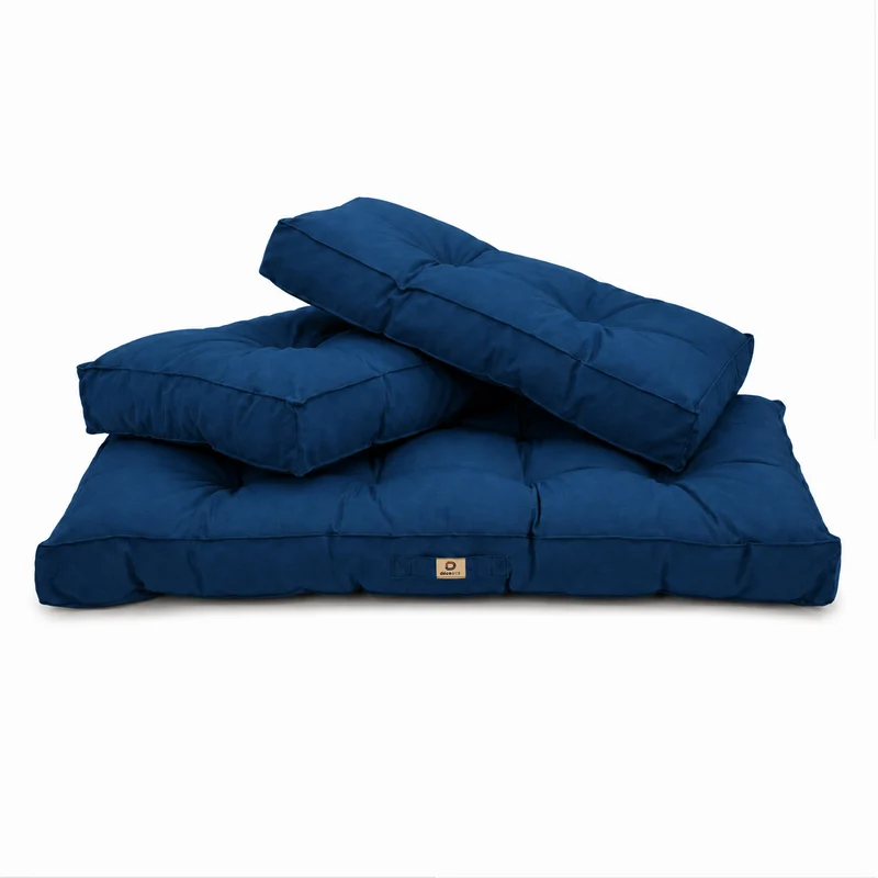 Ensemble Coussins Capitonné Banquette 120x60 Bleu Pétrole - Épais 15cm (1 Assise + 2 Dossiers)
