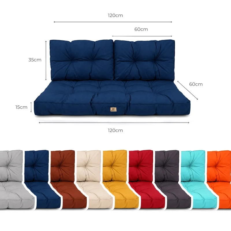 Ensemble Coussins Capitonné Banquette 120x60 Bleu Pétrole - Épais 15cm (1 Assise + 2 Dossiers)