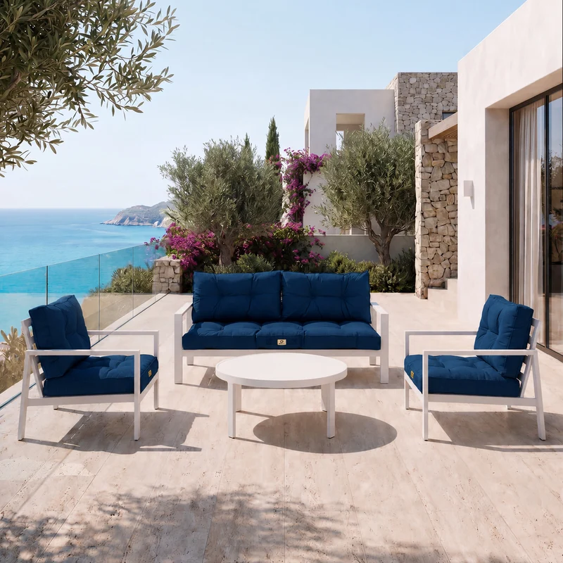 Ensemble Coussins Capitonné Banquette 120x60 Bleu Pétrole - Épais 15cm (1 Assise + 2 Dossiers)