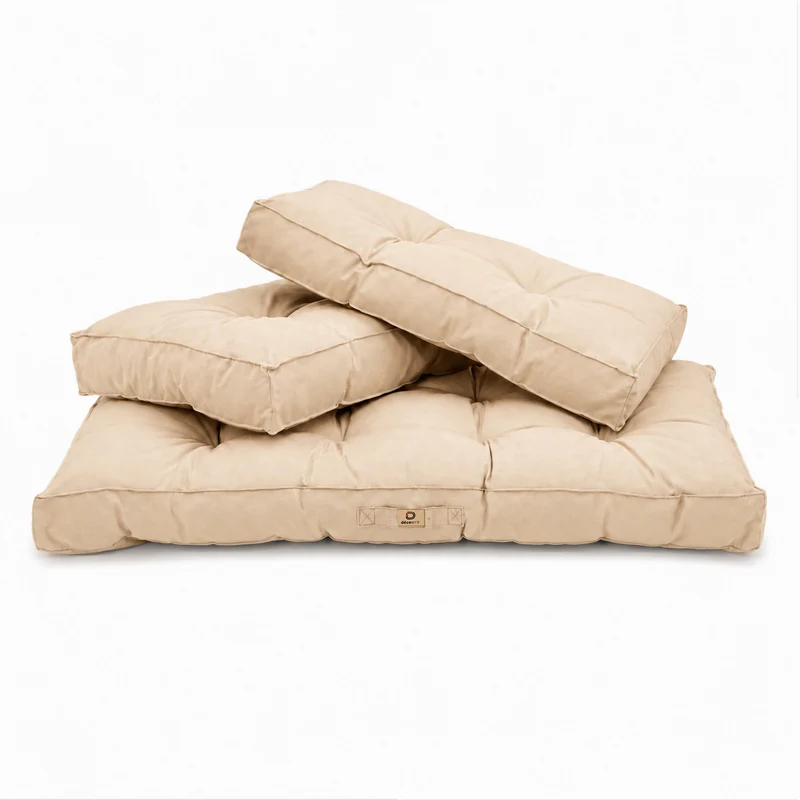 Ensemble Coussins Capitonné Banquette 120x60 Beige - Épais 15cm (1 Assise + 2 Dossiers)