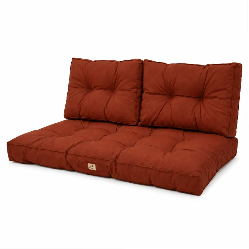 Ensemble Coussins Capitonné Banquette 100x50 Terracotta - Épais 15cm (1 Assise + 2 Dossiers)