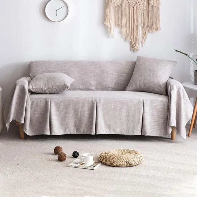 Housse de Canapé en Lin Gris