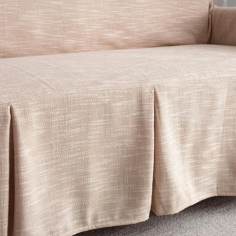 Housse de Canapé en Lin Beige
