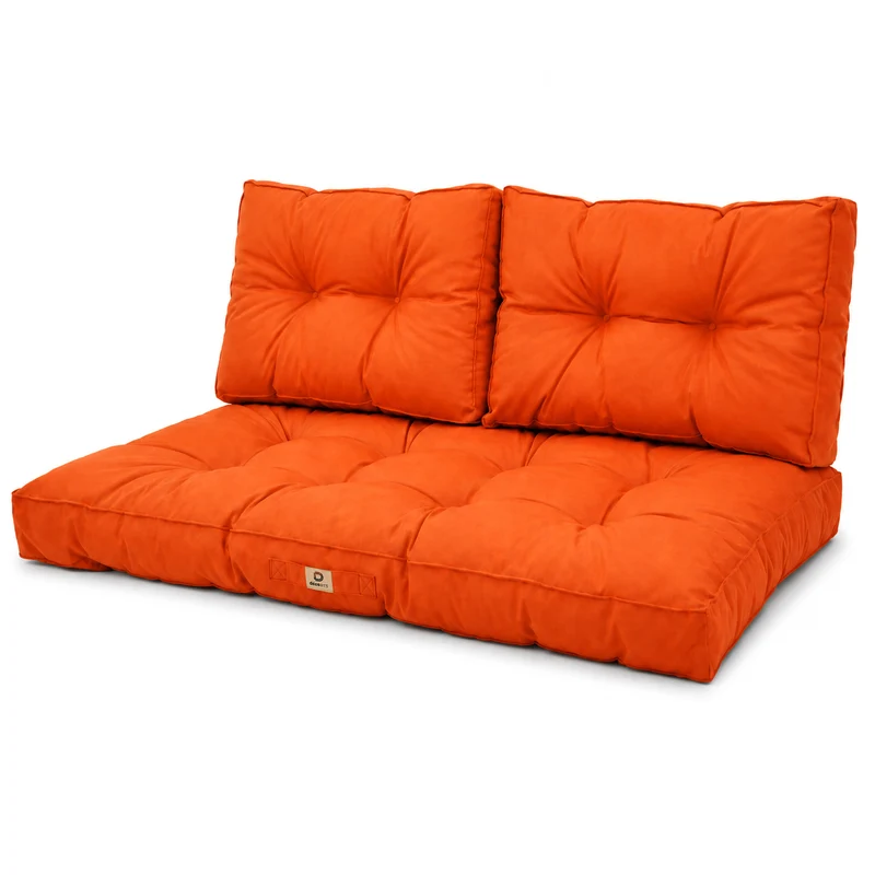 Ensemble Coussins Capitonné Banquette 100x50 Orange - Épais 15cm (1 Assise + 2 Dossiers)