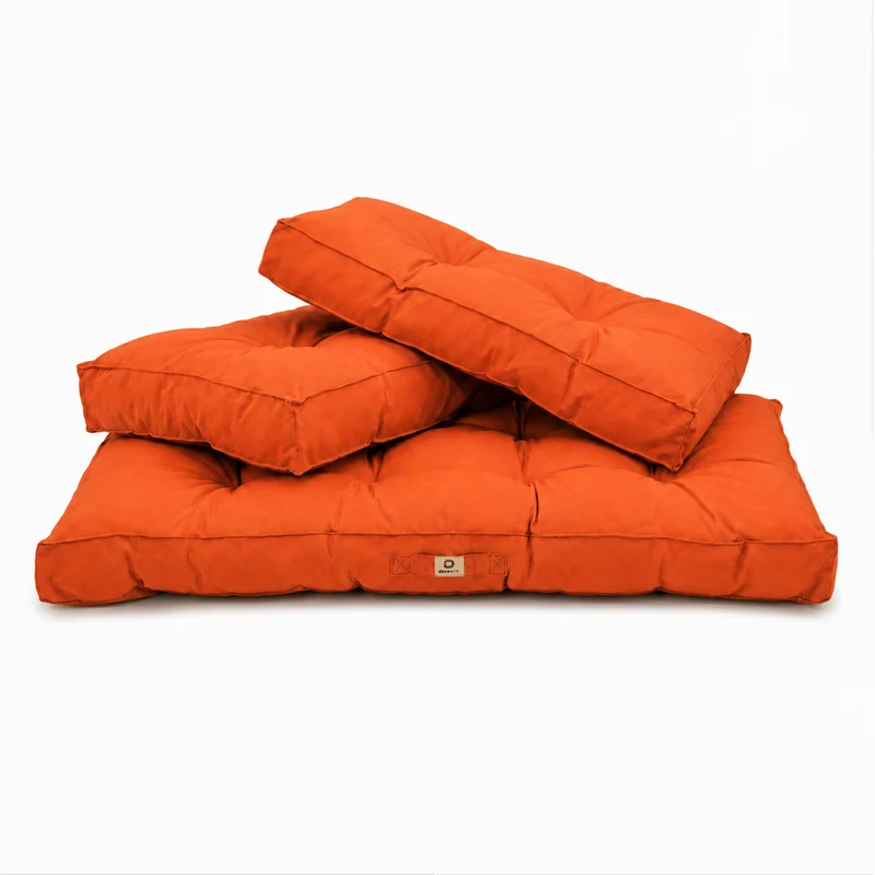 Ensemble Coussins Capitonné Banquette 100x50 Orange - Épais 15cm (1 Assise + 2 Dossiers)