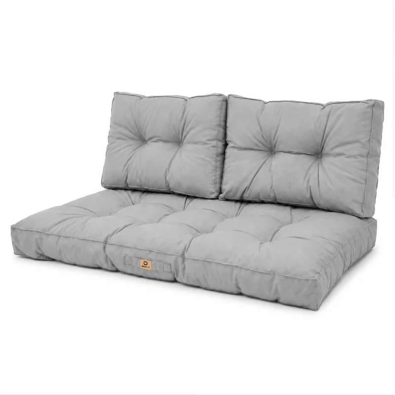 Ensemble Coussins Capitonné Banquette 100x50 Gris Galet - Épais 15cm (1 Assise + 2 Dossiers)