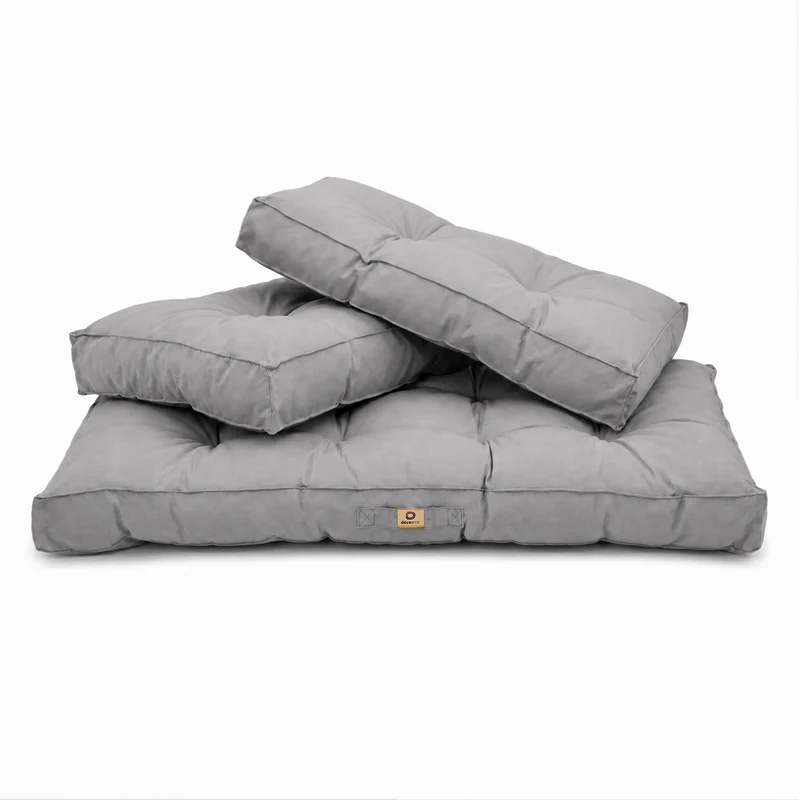 Ensemble Coussins Capitonné Banquette 100x50 Gris Galet - Épais 15cm (1 Assise + 2 Dossiers)