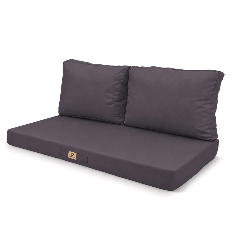 Ensemble Coussins Salon Jardin 120x60 Gris Carbone - Déhoussable & Anti-UV (1 Assise + 2 Dossiers)