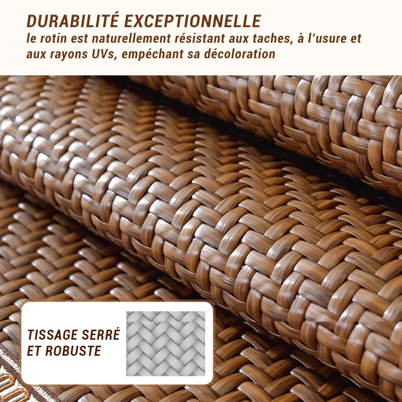 Housse de canapé en rotin naturel, respirante et antidérapante