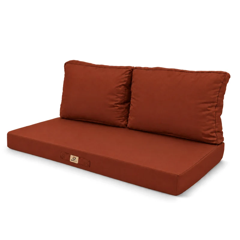 Ensemble Coussins Salon Jardin 100x50 Terracotta - Déhoussable & Anti-UV (1 Assise + 2 Dossiers)