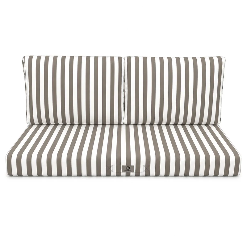 Ensemble Coussins Salon Jardin 120x60 Rayure Beige - Premium 270g (1 Assise + 2 Dossiers)