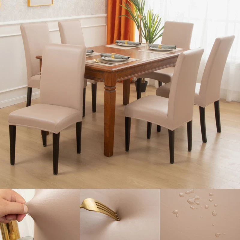 Housse de Chaise PU Cuir Kaki