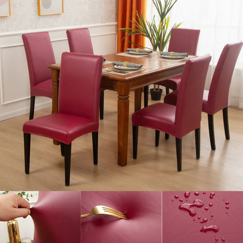 Housse de Chaise PU Cuir Bordeaux