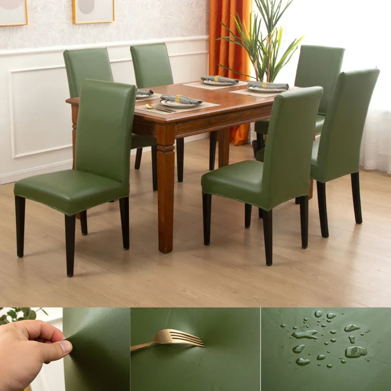 Housse de Chaise PU Cuir Vert