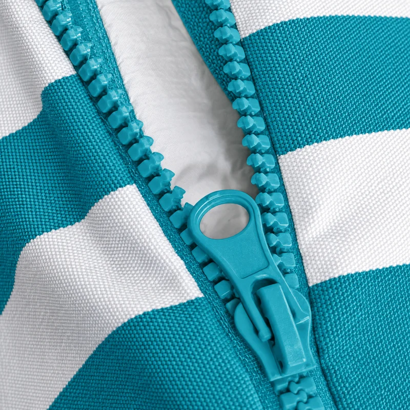 Ensemble Coussins Salon Jardin 100x50 Rayure Turquoise - Premium 270g (1 Assise + 2 Dossiers)