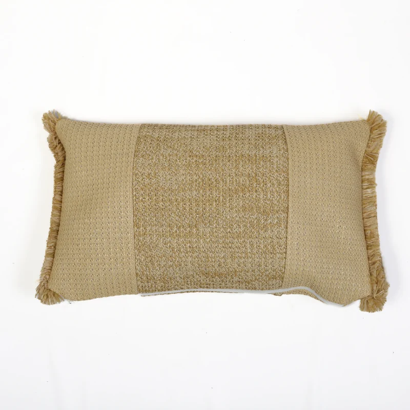 Coussin Déco Effet Raphia 30x50 "À Bandes" - Bohème Chic (Intérieur & Extérieur)