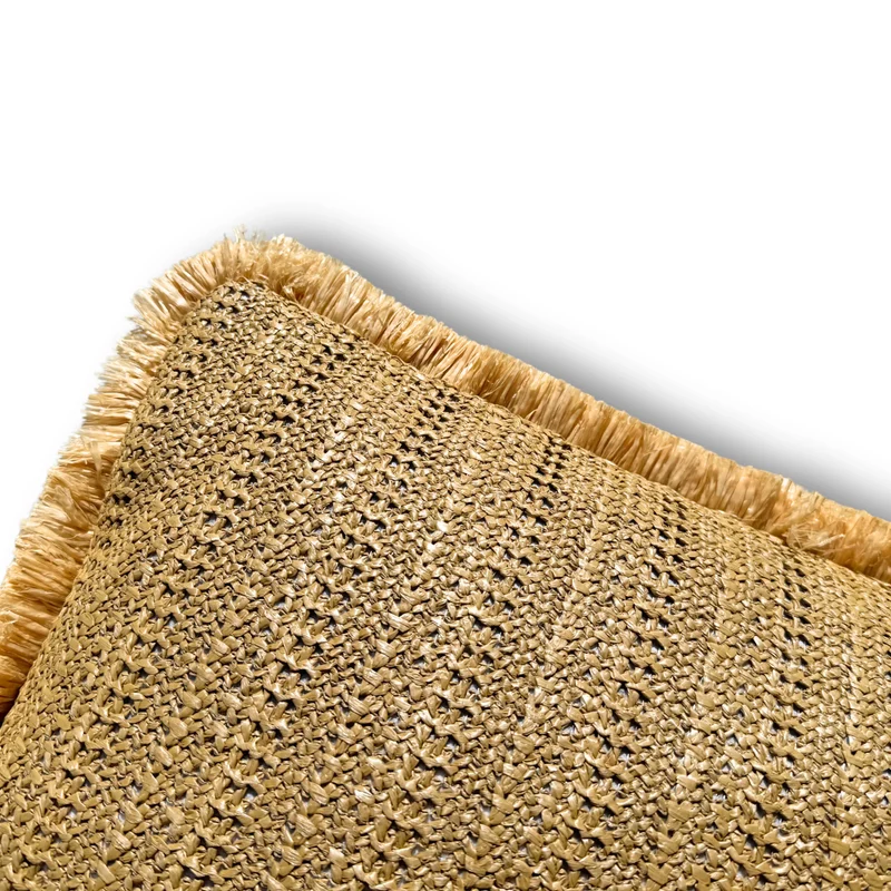 Coussin Déco Effet Raphia 30x50 "Uni" - Bohème Chic (Intérieur & Extérieur)