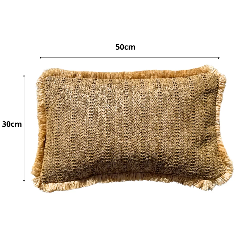 Coussin Déco Effet Raphia 30x50 "Uni" - Bohème Chic (Intérieur & Extérieur)