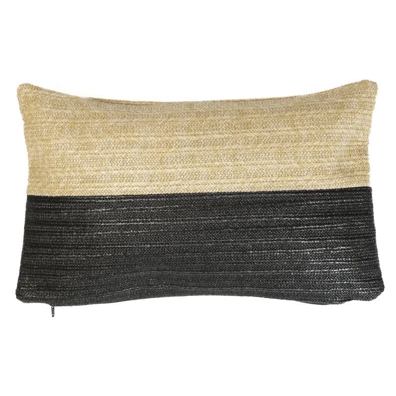 Coussin Déco Effet Raphia 30x50 "Bi-colore" - Bohème Chic (Intérieur & Extérieur)