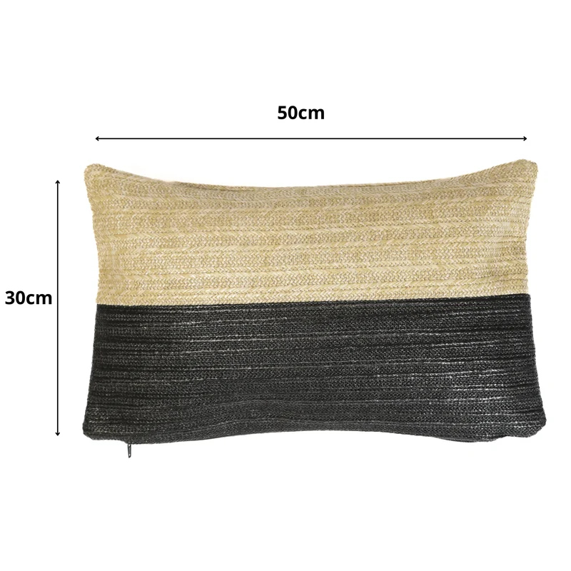 Coussin Déco Effet Raphia 30x50 "Bi-colore" - Bohème Chic (Intérieur & Extérieur)