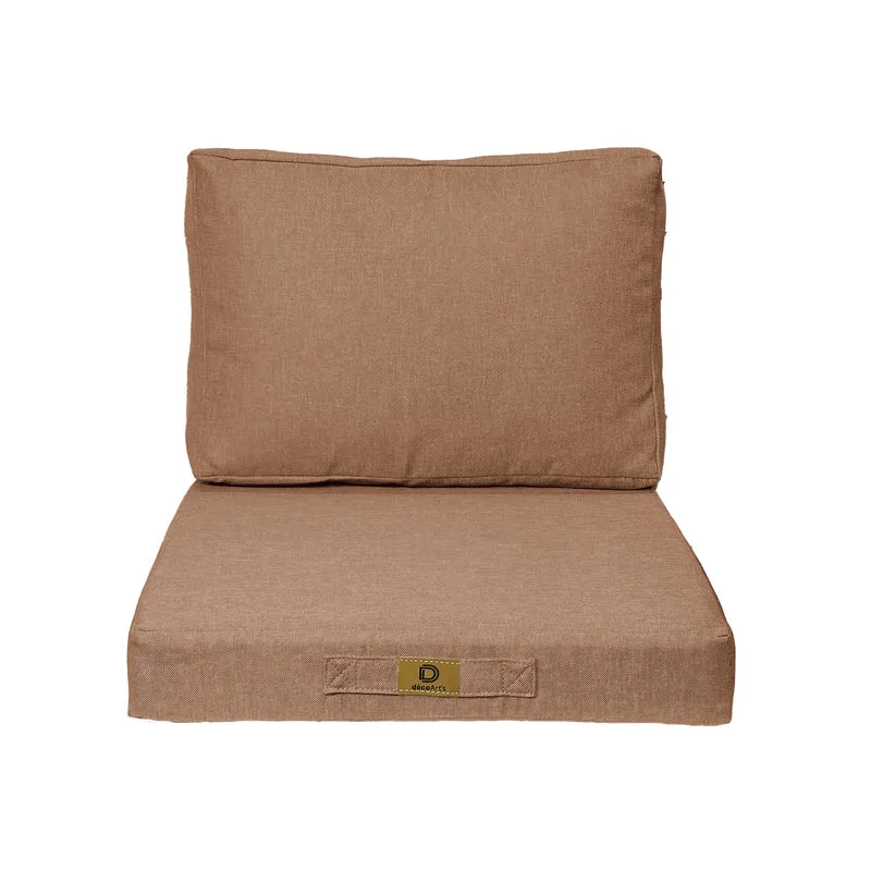 Ensemble Coussins Fauteuil 50x50 Terracotta - Effet Lin & Déhoussable (Assise + Dossier)