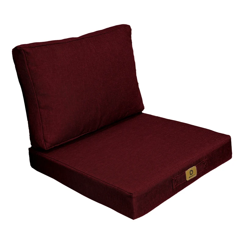 Ensemble Coussins Fauteuil 60x60 Prune - Effet Lin & Déhoussable (Assise + Dossier)