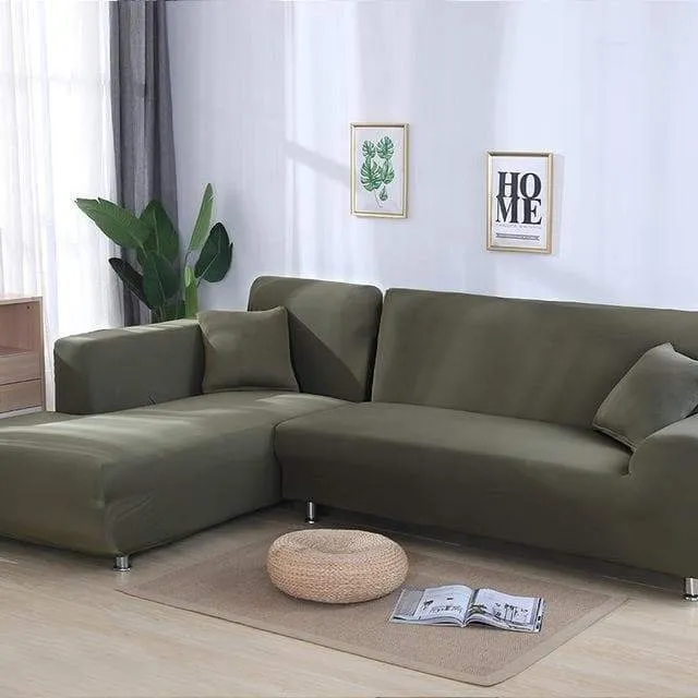 Housse de Canapé d'Angle Vert de gris