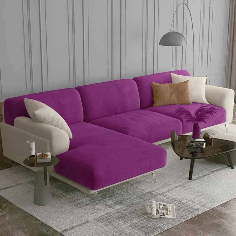 Housse de coussin de canapé extensible pur velours couleurs vives