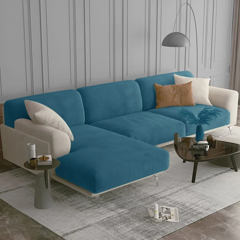 Housse de coussin de canapé extensible pur velours couleurs vives