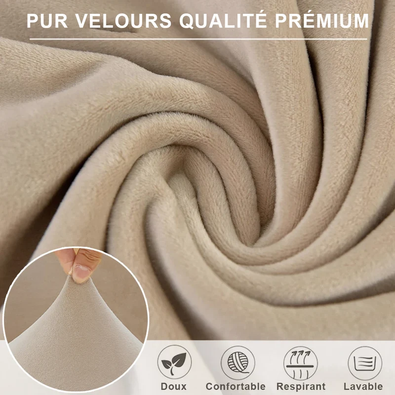 Housse de coussin de canapé extensible pur velours couleurs sobres