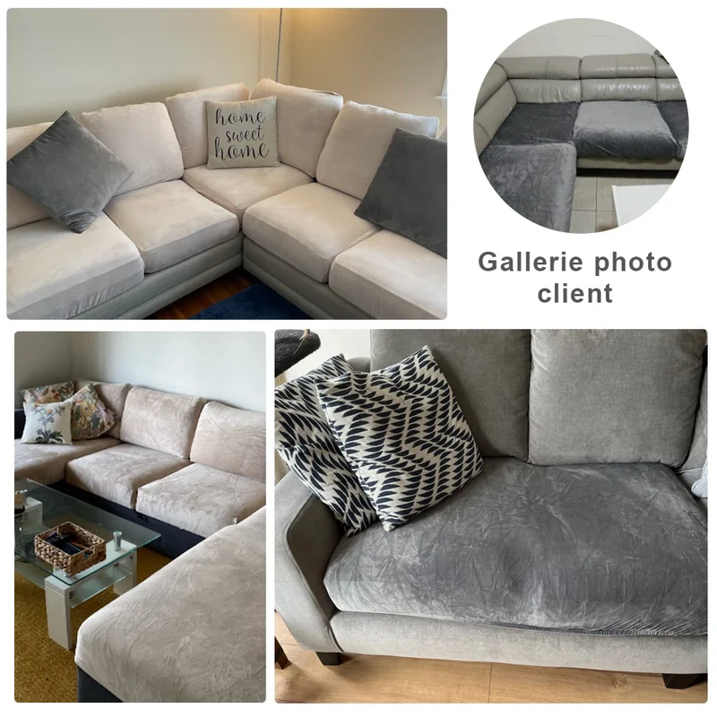 Housse de coussin de canapé extensible pur velours couleurs sobres