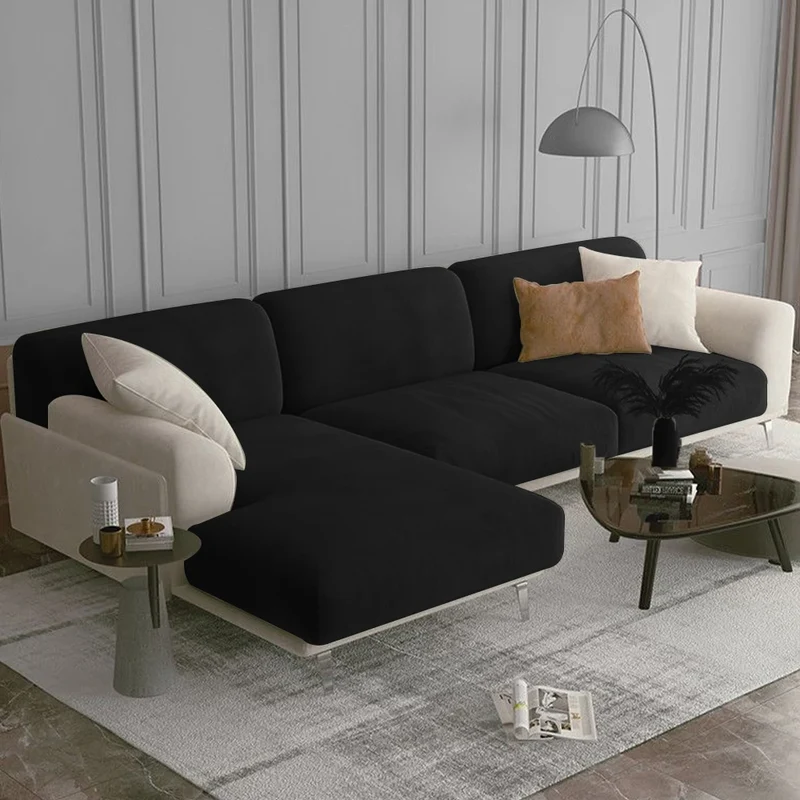 Housse de coussin de canapé extensible pur velours couleurs sobres