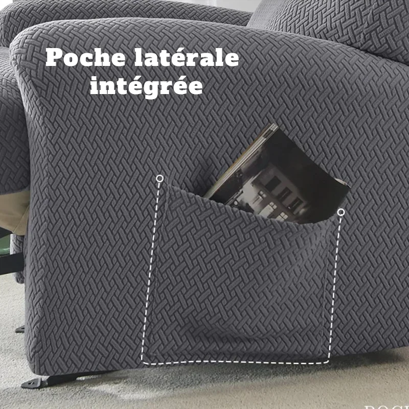 Housse pour canapé relax avec repose-pieds mécanique velours damassé