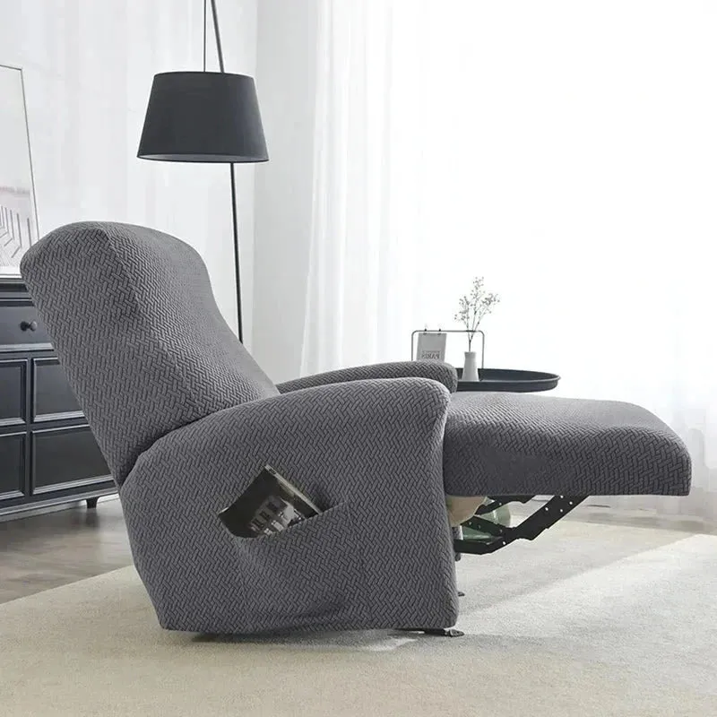Housse pour canapé relax avec repose-pieds mécanique velours damassé