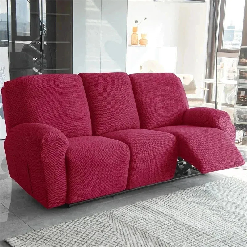 Housse pour canapé relax avec repose-pieds mécanique velours damassé