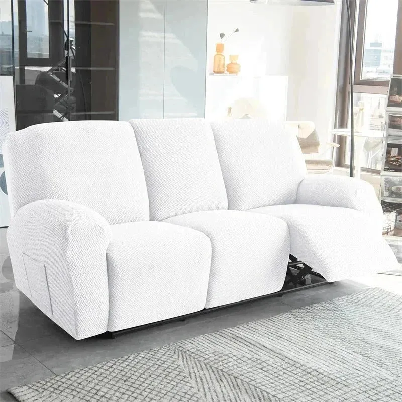 Housse pour canapé relax avec repose-pieds mécanique velours damassé