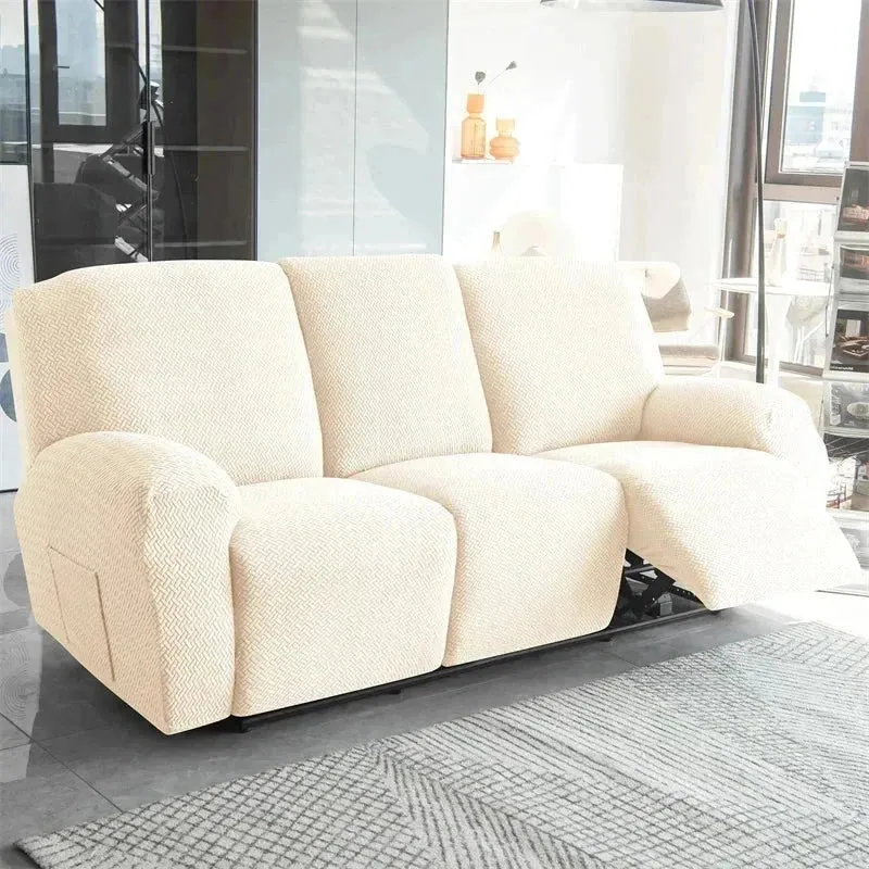 Housse pour canapé relax avec repose-pieds mécanique velours damassé