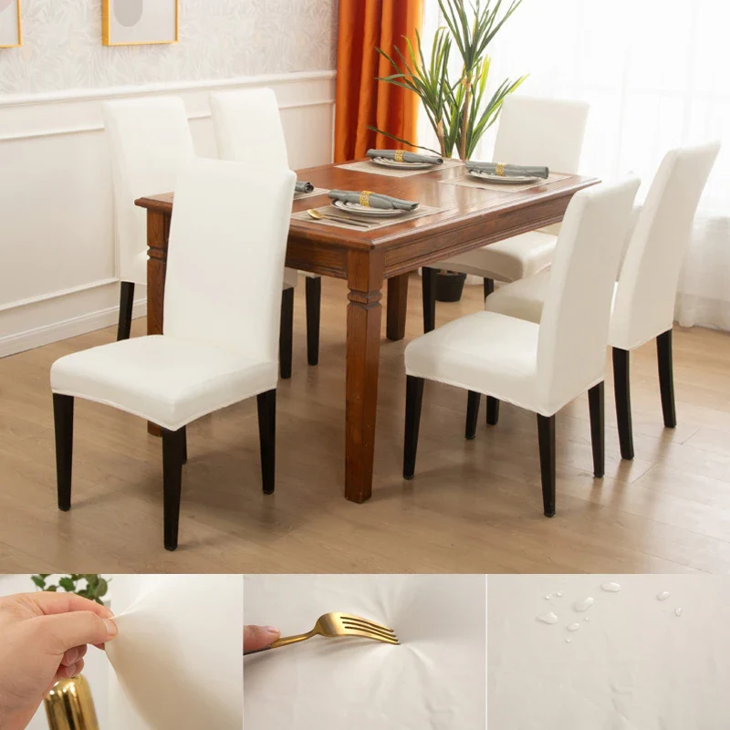 Housse de Chaise PU Cuir Blanc