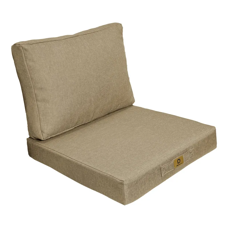 Ensemble Coussins Fauteuil 50x50 Beige - Effet Lin & Déhoussable (Assise + Dossier)
