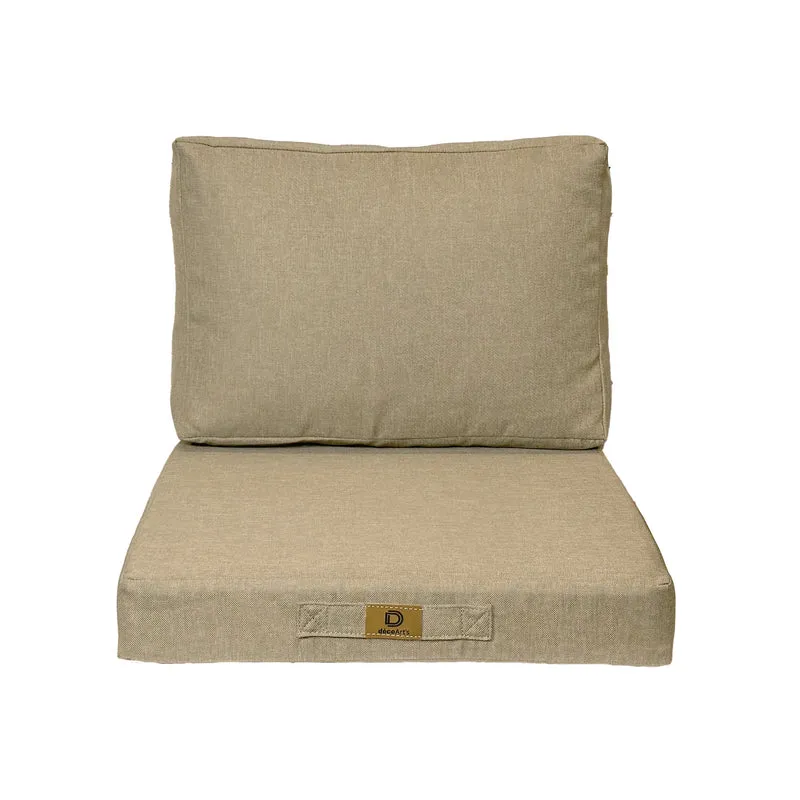 Ensemble Coussins Fauteuil 50x50 Beige - Effet Lin & Déhoussable (Assise + Dossier)