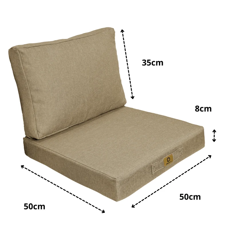Ensemble Coussins Fauteuil 50x50 Beige - Effet Lin & Déhoussable (Assise + Dossier)