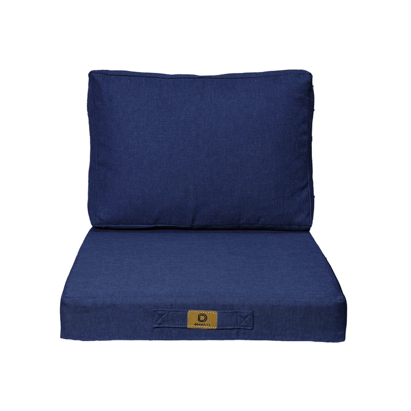 Ensemble Coussins Fauteuil 50x50 Bleu Indigo - Effet Lin & Déhoussable (Assise + Dossier)
