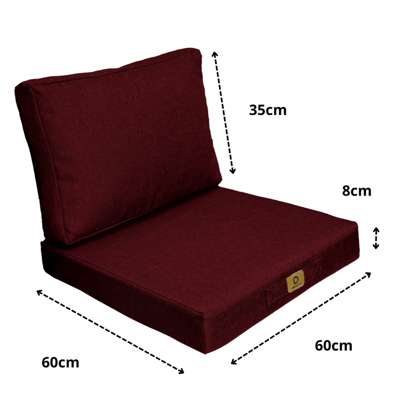 Ensemble Coussins Fauteuil 60x60 Prune - Effet Lin & Déhoussable (Assise + Dossier)