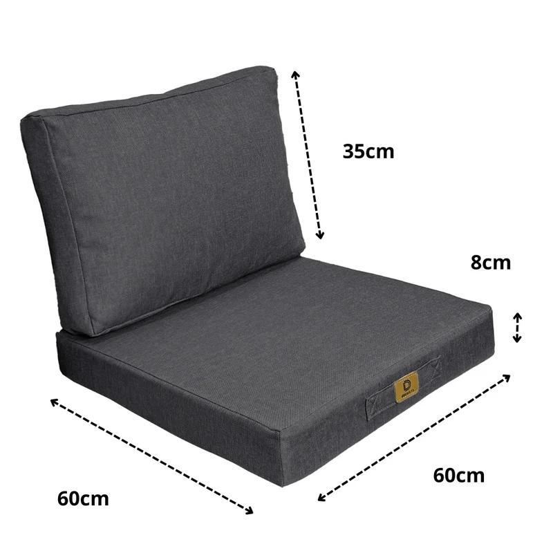 Ensemble Coussins Fauteuil 60x60 Gris Chiné - Effet Lin & Déhoussable (Assise + Dossier)