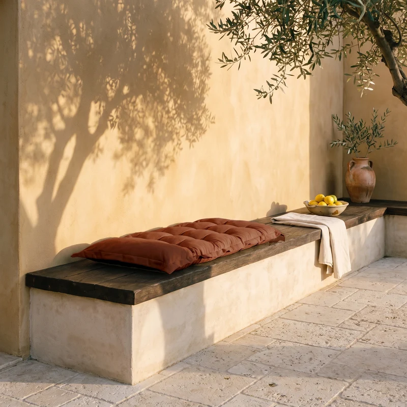 Coussin Banc & Sol Capitonné 120x60 Terracotta - Épais 10cm (Polyvalent)