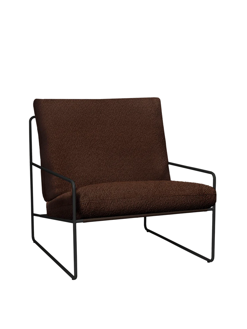 Desert 1-seater - Black - Pure Bouclé - Chestnut