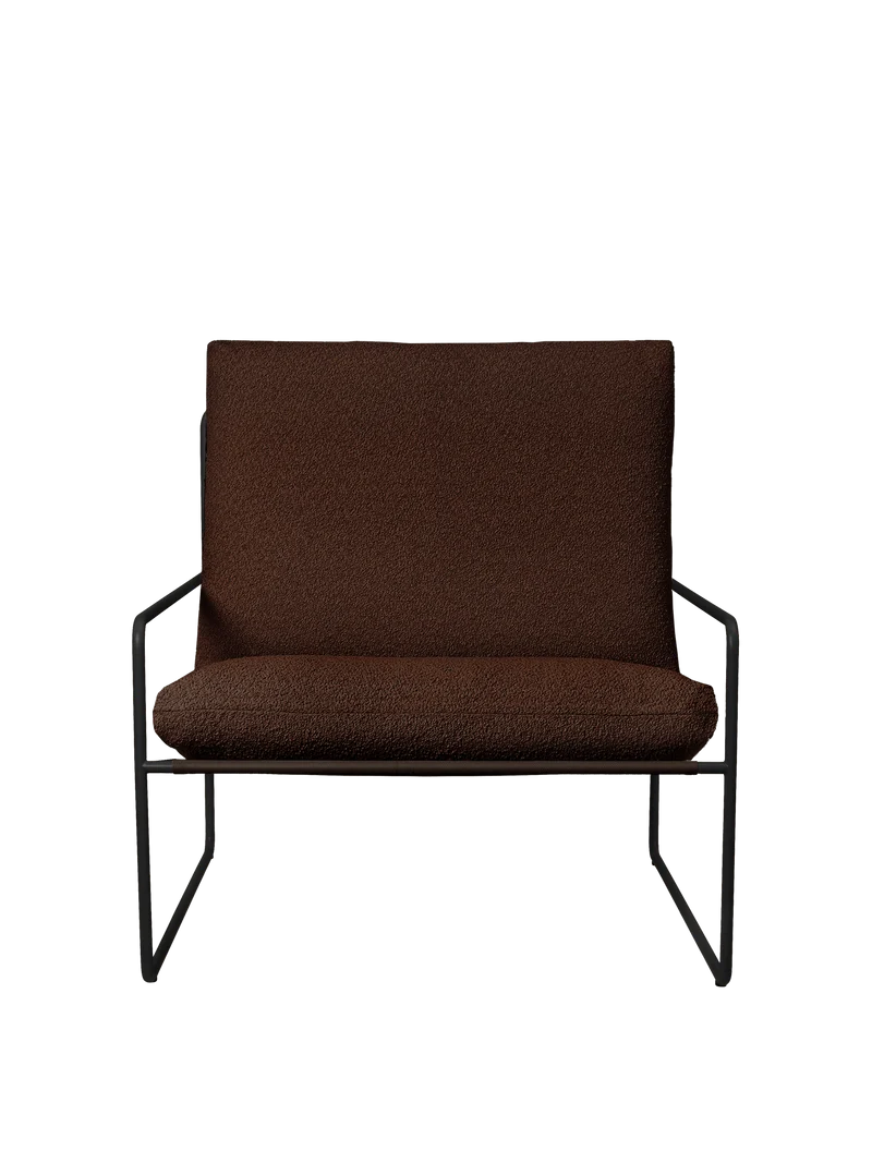 Desert 1-seater - Black - Pure Bouclé - Chestnut