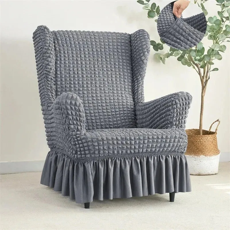Housse pour fauteuil IKEA Strandmon avec jupe plissée texture gaufrée