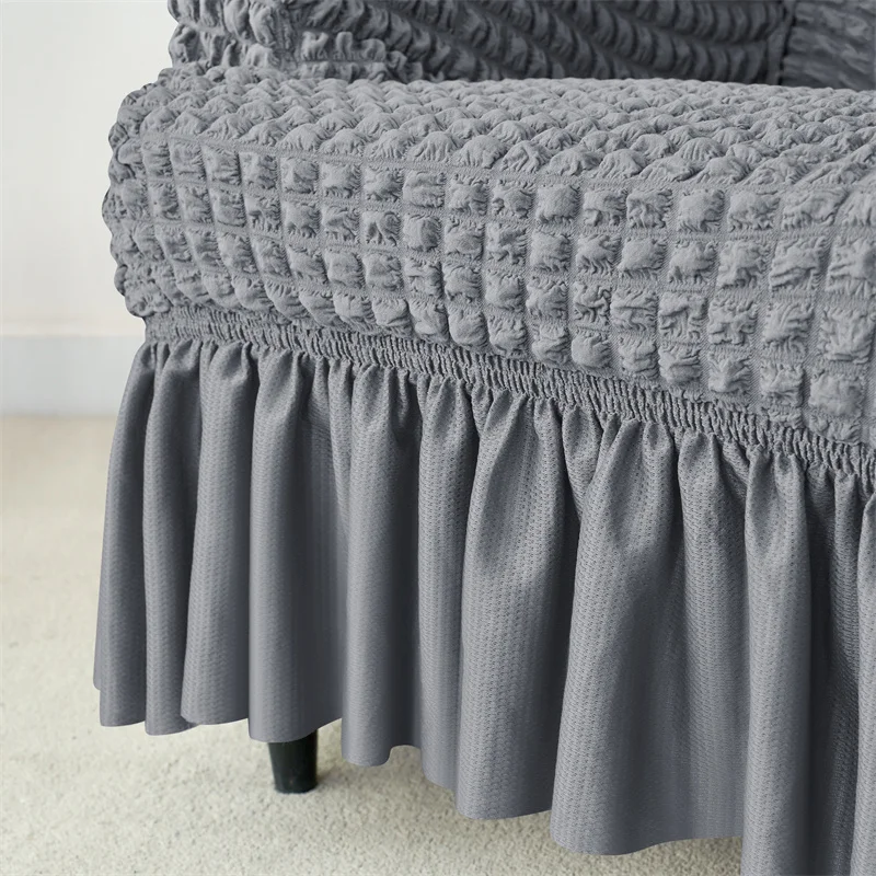 Housse pour fauteuil IKEA Strandmon avec jupe plissée texture gaufrée