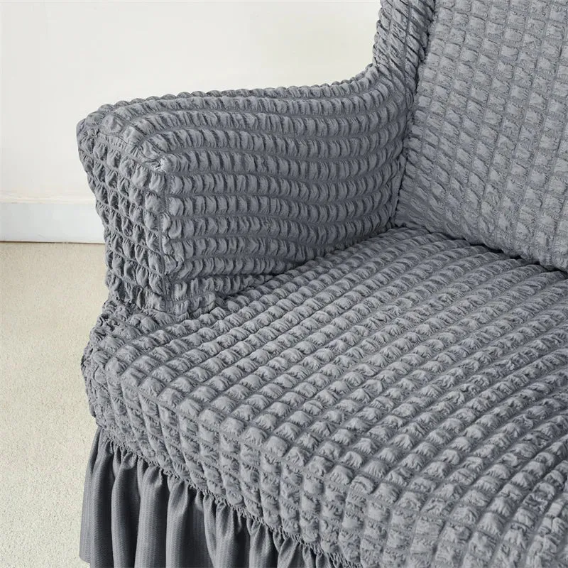 Housse pour fauteuil IKEA Strandmon avec jupe plissée texture gaufrée